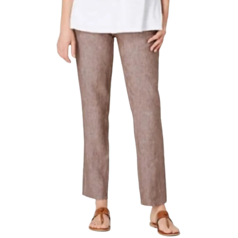 J. JILL Brown Love Linen Stretch Waist Side Pockets Pull On Pants S